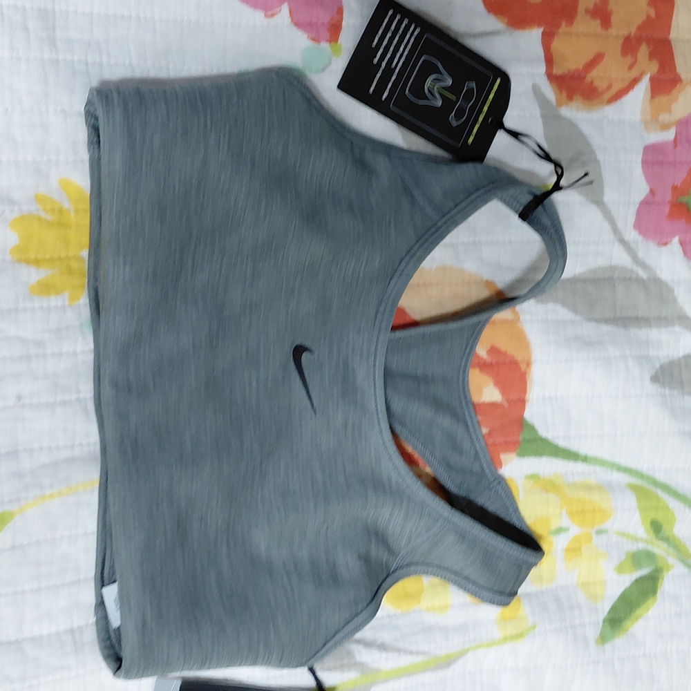Nike Grey Athletic Sports Bra with Swoosh